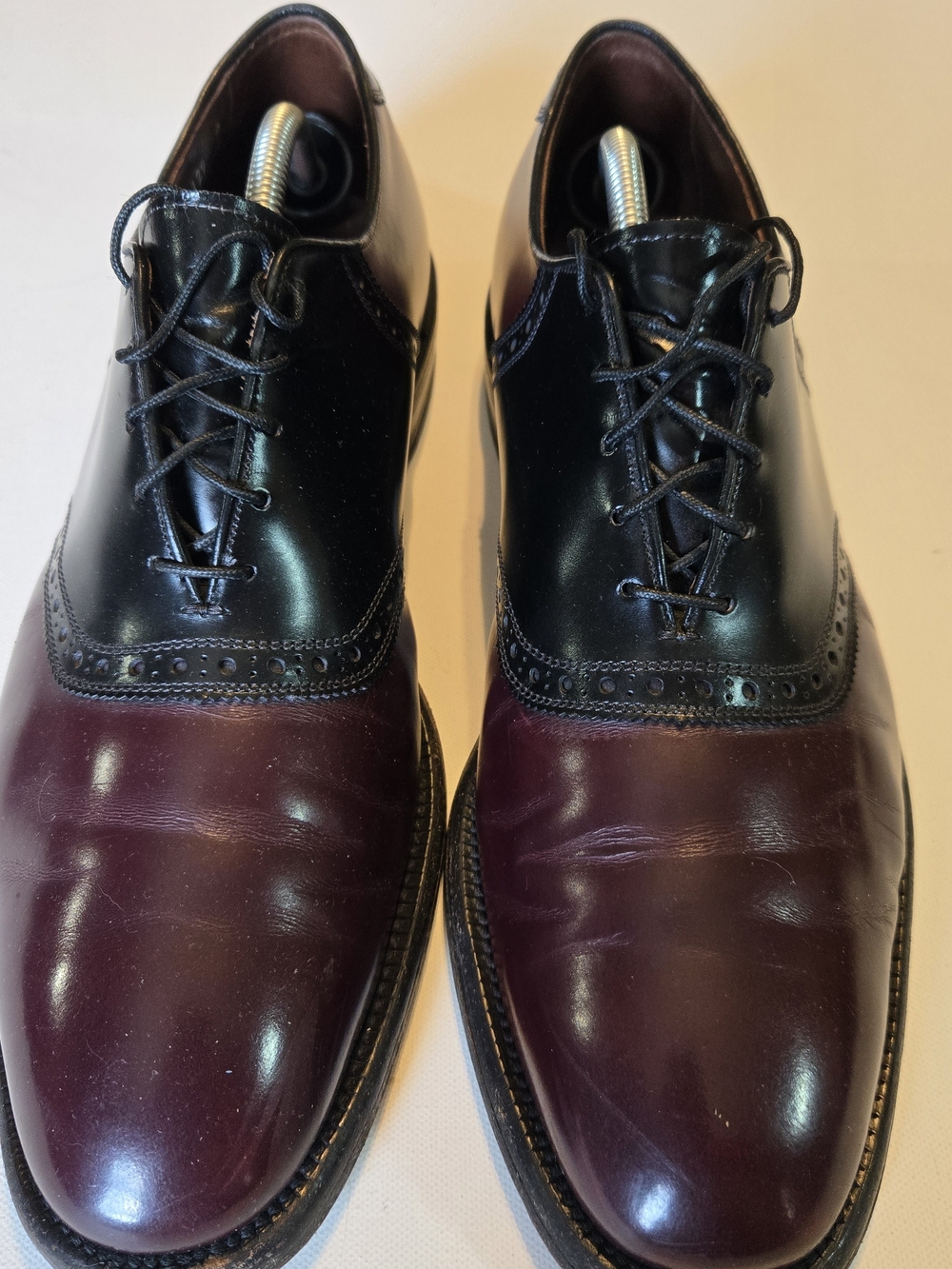 ​Allen Edmonds Broadstreet Oxford Shoes Burgundy Black Leather Wingtip Men's 11C